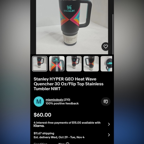 NWT- Stanley- 40OZ- Black Hyper Geo W/ Teal Accents- Never Used- Rare Color - Picture 14 of 16